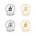 Gluten free icons set. No wheat symbols for food package, dietary products. Natural ingredients label. Product free Royalty Free Stock Photo