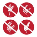 Gluten free icons set with wheat and rye ears