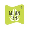 Gluten Free label. Green grey white vector sign isolated. Illustration symbol for food, product sticker, healthy eating, diet