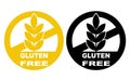 Gluten free label vector icons set. No wheat symbols templates d