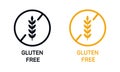 Gluten free label vector icons set. No wheat symbols templates design for gluten free food package or dietetic product Royalty Free Stock Photo