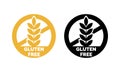 Gluten free label vector wheat cereal icons Royalty Free Stock Photo