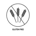 Gluten free line icon. Crossed out circle.