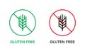 Gluten Free Line Icon Set. No Gluten Food. Allergic on Wheat Sign Collection. Allergy Wheat Forbidden Symbol. Gluten