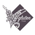 Gluten free logo, monochrome sketch outline with wheat Royalty Free Stock Photo