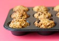 Gluten free muffins on roasting pan Royalty Free Stock Photo