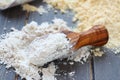 Gluten free oat flour in wooden scoop Royalty Free Stock Photo