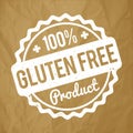 Gluten FREE Product rubber stamp white on a crumpled paper brown background. Royalty Free Stock Photo