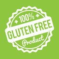 Gluten FREE Product rubber stamp white on a green background. Royalty Free Stock Photo