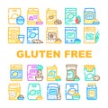 Gluten Free Products Collection Icons Set Vector Royalty Free Stock Photo