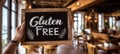 The Gluten-Free Sign in a Cozy Restaurant Setting AI generated image Royalty Free Stock Photo
