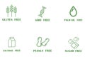 Gluten free sugar free for banner design. Food logo. Vegan, bio food. Line vector. Stock image