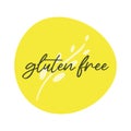 Gluten Free vector icon. Food sticker. Yellow isolated label. Symbol for product, allergy, diet, design element, sign
