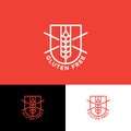 Gluten free vector icon. The spike cross out on shield. No gluten, gluten free Heraldic Label. Royalty Free Stock Photo