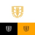 Gluten free vector icon. The spike cross out on shield. No gluten, gluten free Heraldic Label. Royalty Free Stock Photo