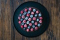 Gluten Free Vegan Chocolate Raw Cake with Raspberries and Blueberries Royalty Free Stock Photo