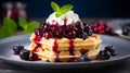 Gluten free waffle with blueberry compote