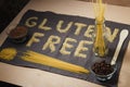 Gluten free word with gray background Royalty Free Stock Photo