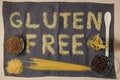 Gluten free word with gray background Royalty Free Stock Photo