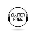 Gluten free word icon with shadow