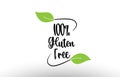 100% Gluten Free word text with green leaf logo icon design Royalty Free Stock Photo