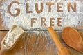 Gluten free word with wood background Royalty Free Stock Photo