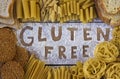 Gluten free word with wood background Royalty Free Stock Photo
