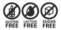 Gluten, lactose, sugar free tree icons
