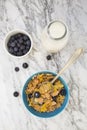 Glutenfree granola and blueberries