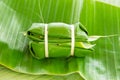 Glutinous rice steamed in banana leaf(Khao Tom Mat or Khao Tom P