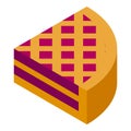 Gluttony apple pie icon, isometric style