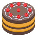 Gluttony chocolate cake icon, isometric style