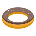 Gluttony chocolate donut icon, isometric style