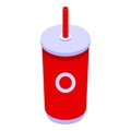 Gluttony cup drink icon, isometric style