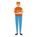 Gluttony fast food icon, cartoon style
