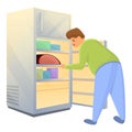 Gluttony food fridge icon, cartoon style