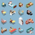 Gluttony Isometric Icons Set Royalty Free Stock Photo