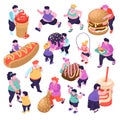 Gluttony Isometric Icons Set Royalty Free Stock Photo