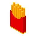 Gluttony potato fries icon, isometric style