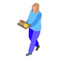 Gluttony woman food icon, isometric style