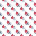 Glycemia vector Sugar in Red Blood Drop colored seamless pattern Royalty Free Stock Photo