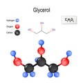 Glycerol glycerine, glycerin. Structure of a molecule Royalty Free Stock Photo