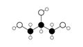 glycerol molecule, structural chemical formula, ball-and-stick model, isolated image glycerine