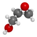 Glycidol molecule. 3D rendering. Atoms are represented as spheres with conventional color coding: hydrogen (white), carbon (grey Royalty Free Stock Photo