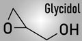 Glycidol molecule. Skeletal chemical formula. Flat design Royalty Free Stock Photo