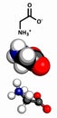 Glycine Gly, G amino acid molecule. Royalty Free Stock Photo