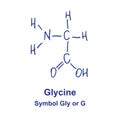 Glycine chemical structure. Vector illustration Hand drawn.