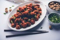 Glycine max Chunks or Soya Chunk Manchurian dry or with Gravy Royalty Free Stock Photo