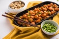 Glycine max Chunks or Soya Chunk Manchurian dry or with Gravy Royalty Free Stock Photo