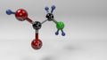 Glycine molecule 3D illustration.